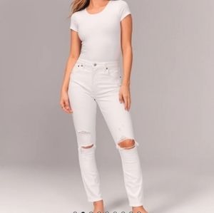 Abercrombie & Fitch skinny high rise white destroyed 27